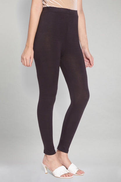 Black Solid Skinny Fit Tights With Elasticated Waistband