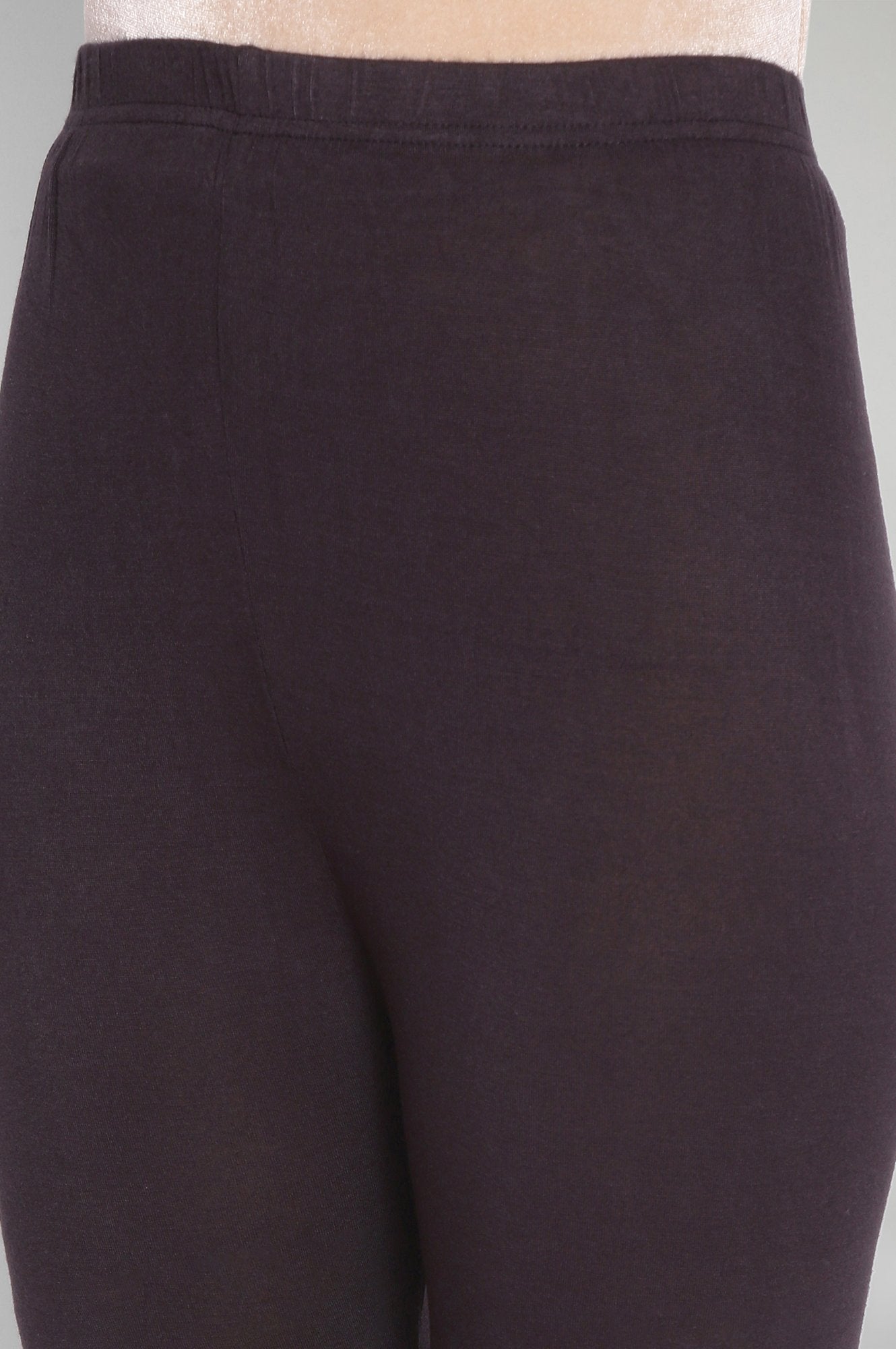 Black Solid Skinny Fit Tights With Elasticated Waistband