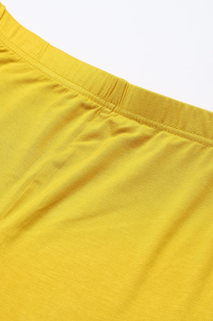 Yellow Solid Skinny Fit Tights With Elasticated Waist