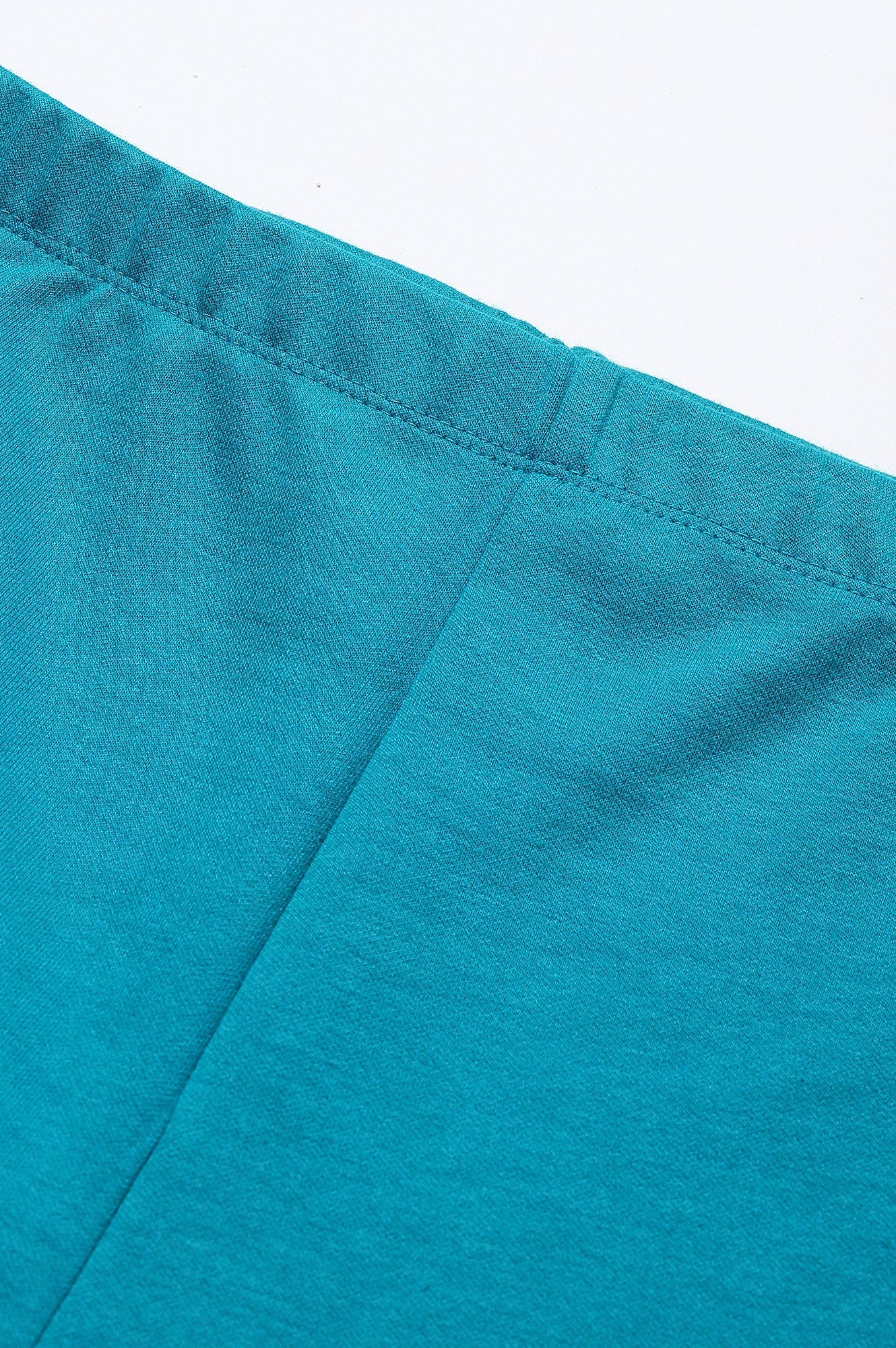 Teal Solid Skinny Fit Cotton Tights With Elasticated Waistband