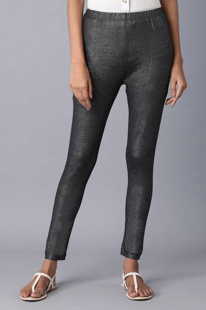 Black Solid Skinny Fit Tights With Elasticated Waistband