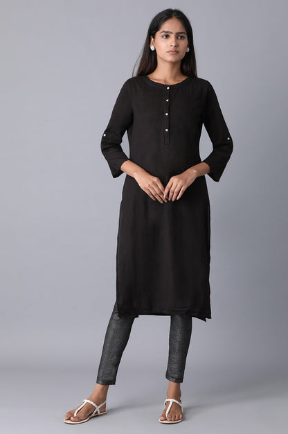 Black Solid Skinny Fit Tights With Elasticated Waistband