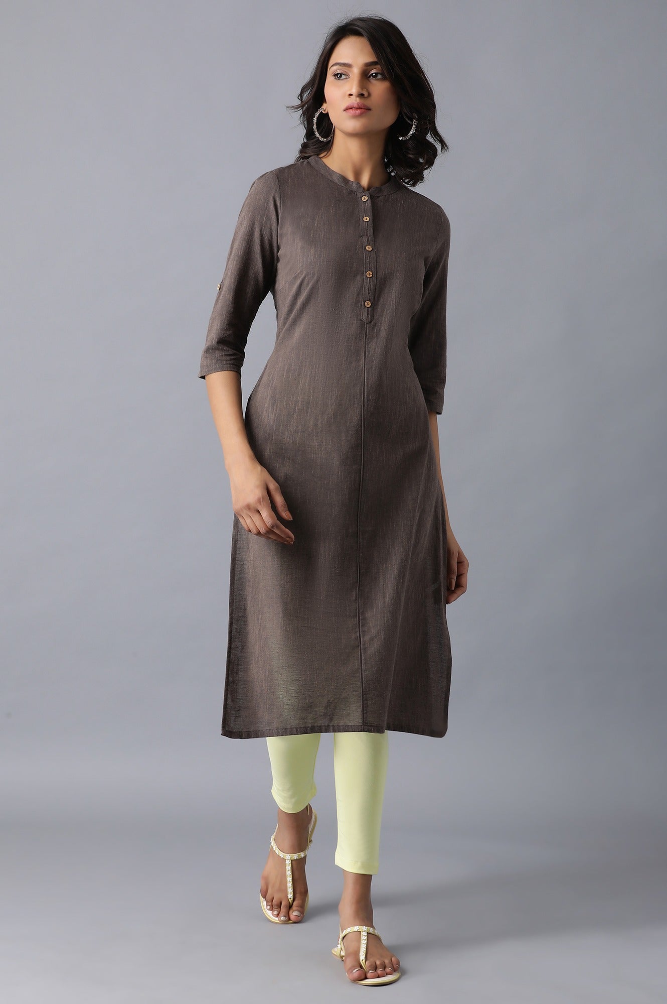 Yellow Solid Skinny Fit Cotton Tights With Elasticated Waistband