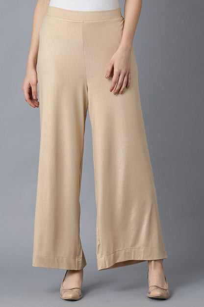 Rose Gold Solid Straight Fit Cotton Palazzo