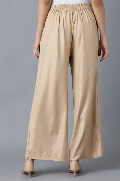 Rose Gold Solid Straight Fit Cotton Palazzo