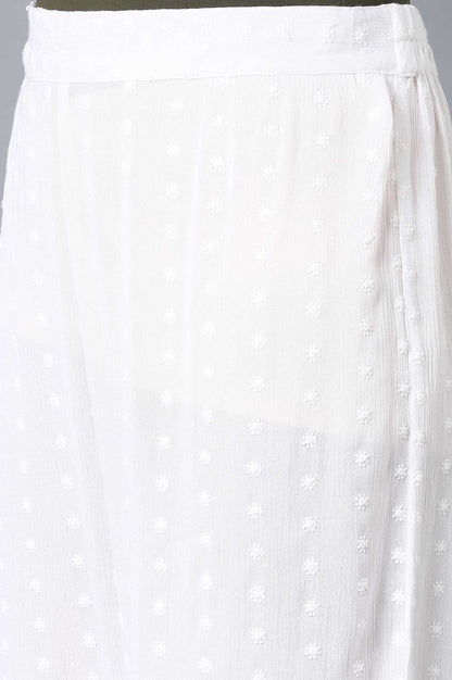 White Solid Flared Cotton Palazzo With Elasticated Waist