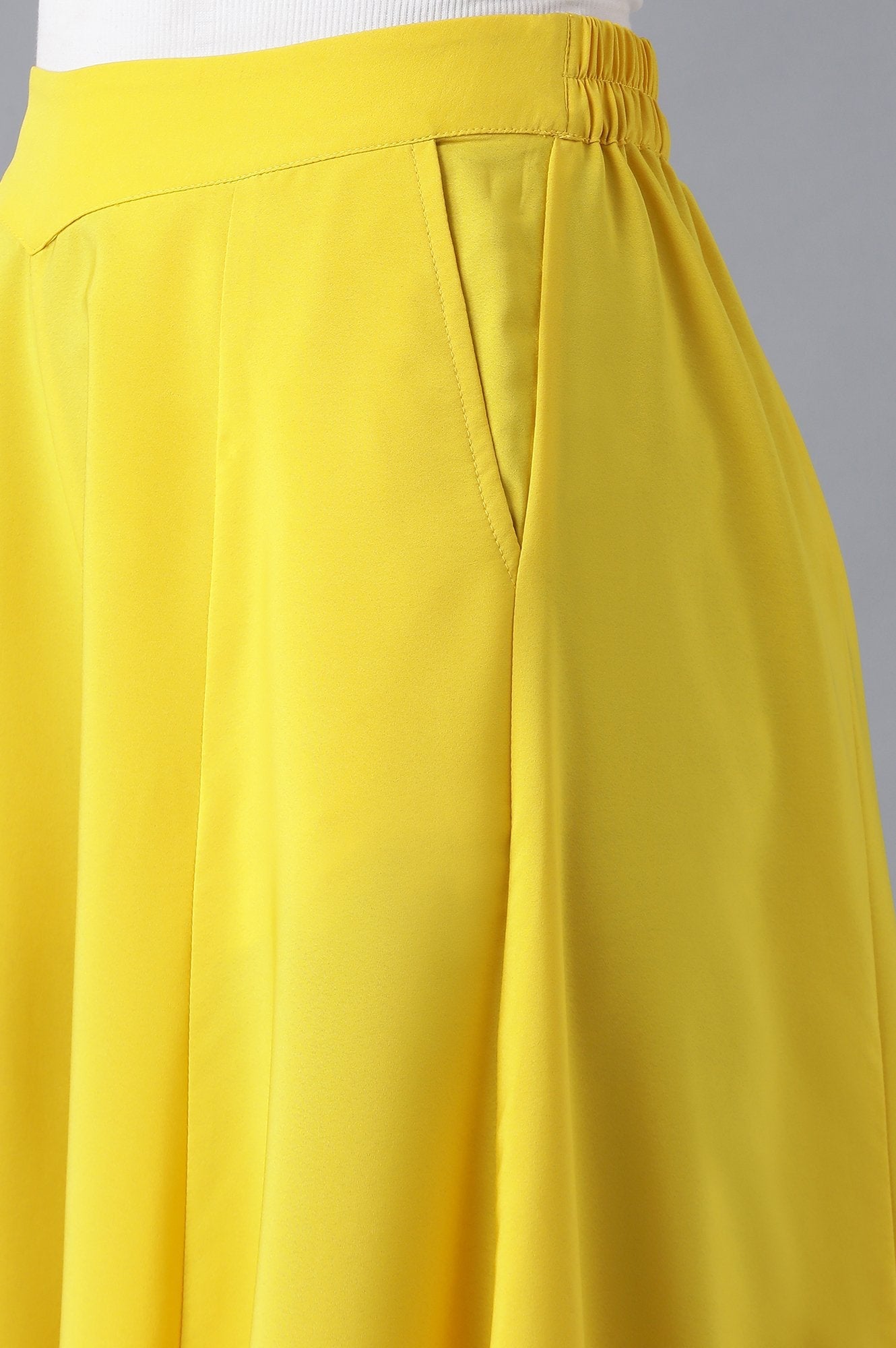 Yellow Solid Flared Woven Pants with Elasticated Waistband