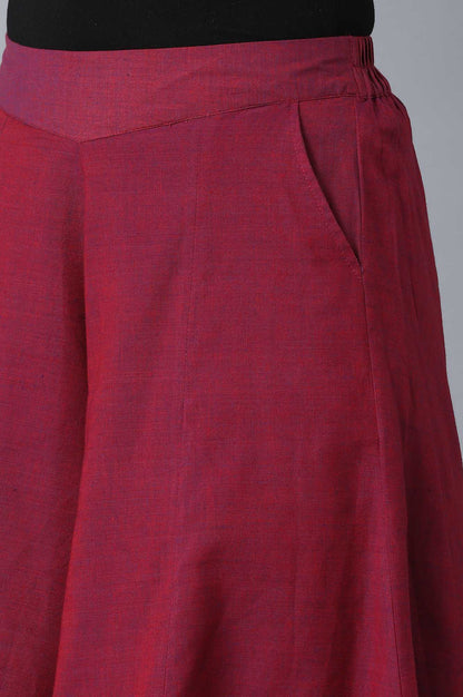 Purple Solid Flared Cotton Palazzo With Elasticated Waist