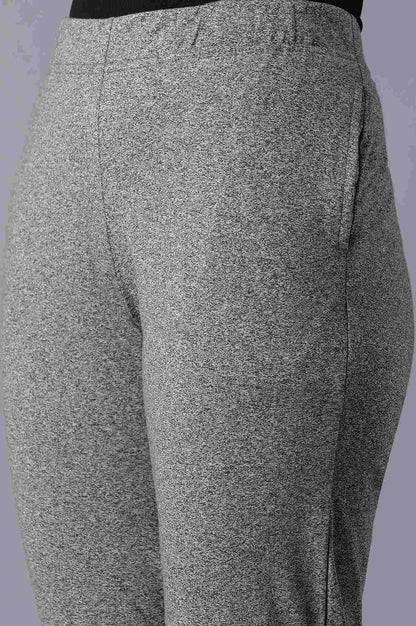 Grey Solid Straight Fit Cotton Palazzo With Elasticated Waist