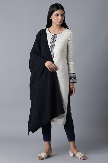 Navy Blue Solid Skinny Fit Tights With Elasticated Waistband