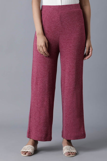 Pink Solid Straight Fit Palazzo With Elasticated Waist
