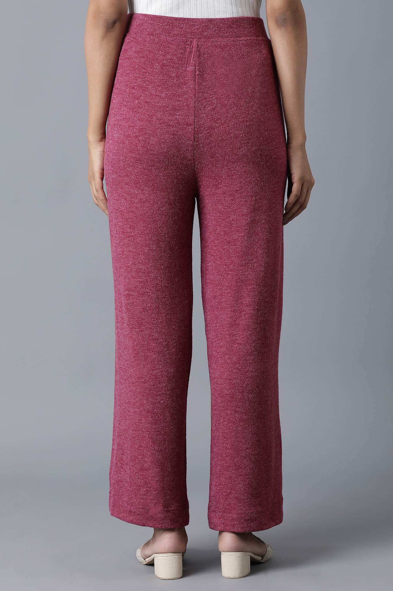 Pink Solid Straight Fit Palazzo With Elasticated Waist