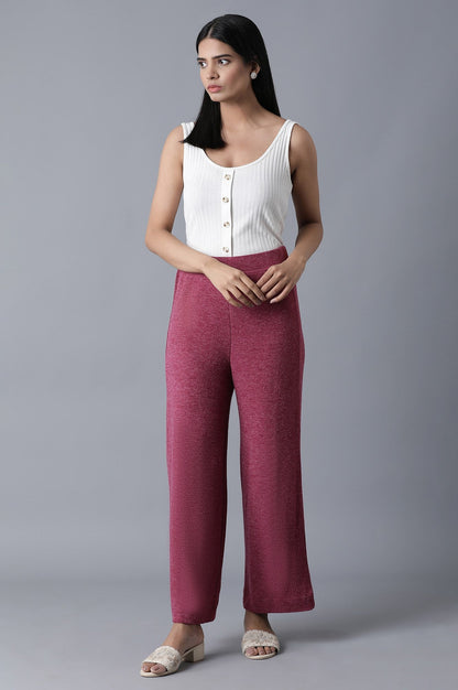 Pink Solid Straight Fit Palazzo With Elasticated Waist
