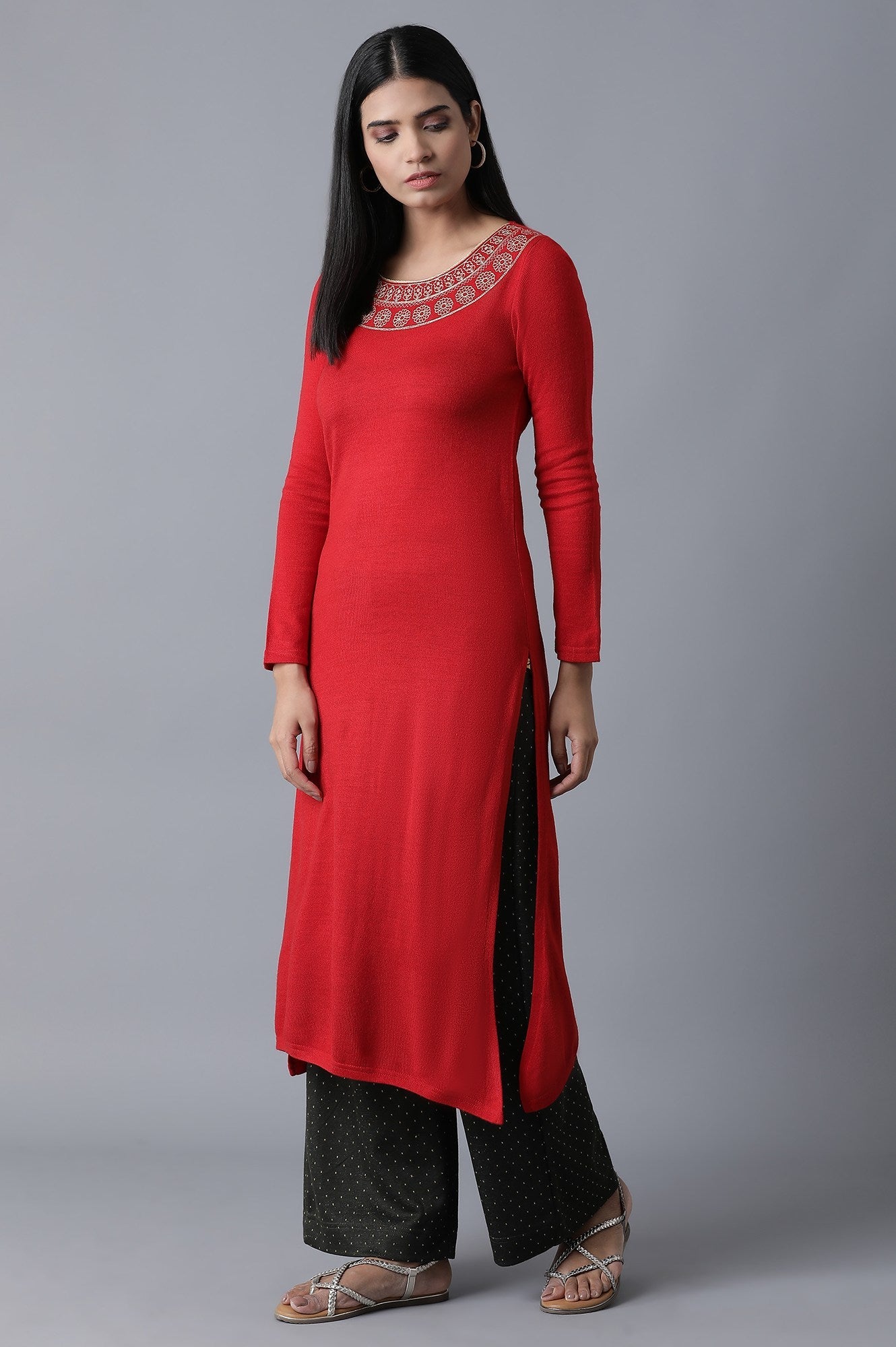 Green Solid Straight Fit Palazzo With Elasticated Waist