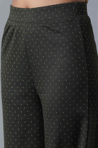 Green Solid Straight Fit Palazzo With Elasticated Waist