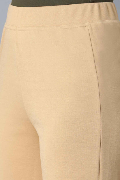 Gold Solid Straight Fit Palazzo With Elasticated Waist