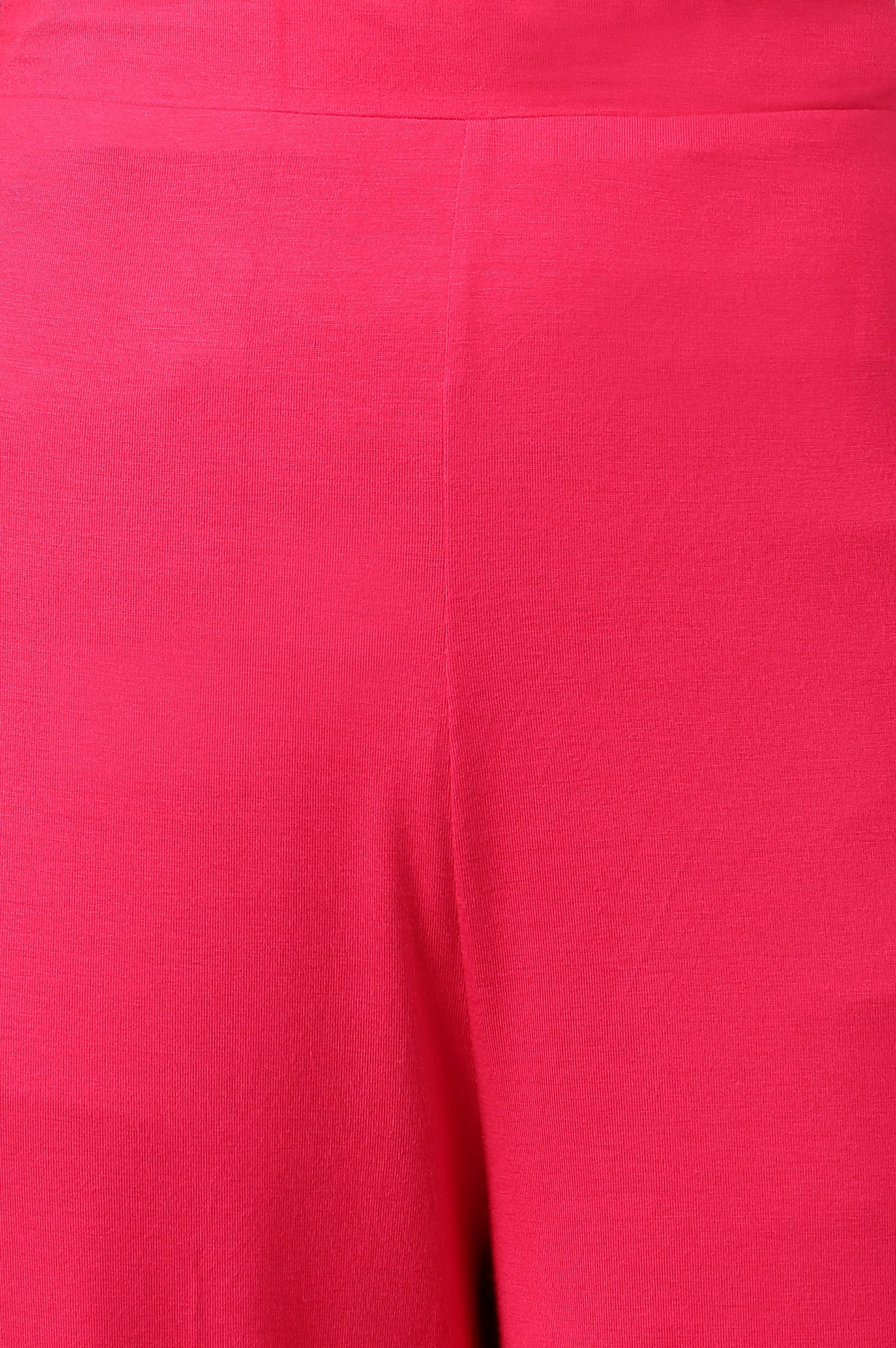 Pink Solid Flared Palazzo With Elasticated Waist