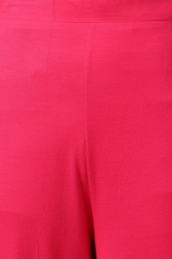 Elleven Women's Pink Solid Flared Palazzo With Elasticated Waist
