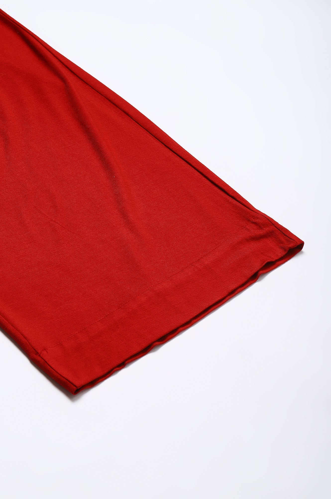 Red Solid Straight Fit Palazzo With Elasticated Waist