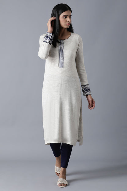 Navy Blue Solid Skinny Fit Cotton Tights With Elasticated Waist