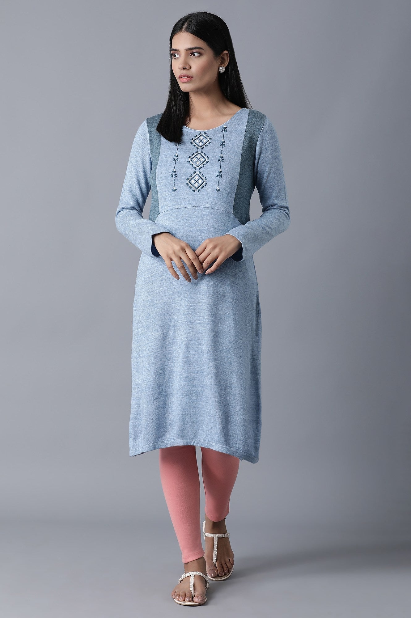 Pink Solid Skinny Fit Cotton Tights With Elasticated Waistband