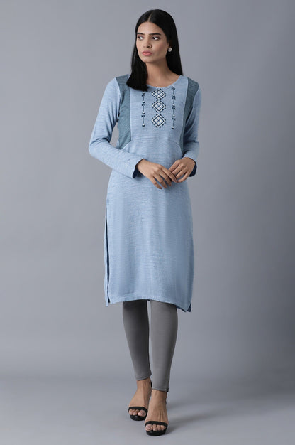 Grey Solid Skinny Fit Cotton Tights With Elasticated Waistband