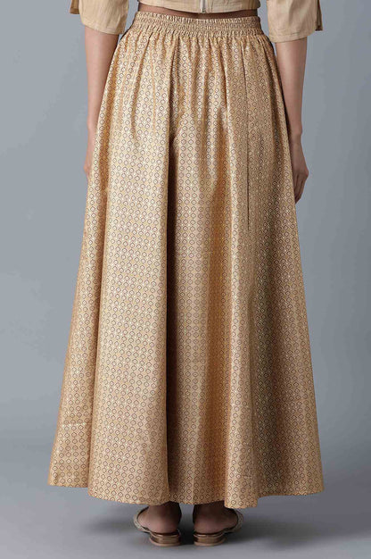 Red Floral Printed Flared Woven Skirt With Elasticated Waist