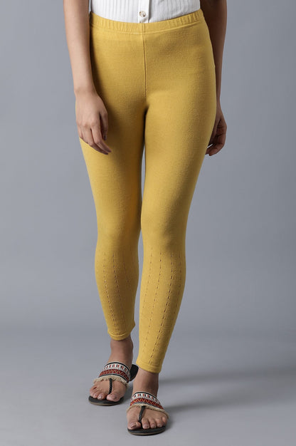 Yellow Pointelle Skinny Knit Tights with Elasticated Waist