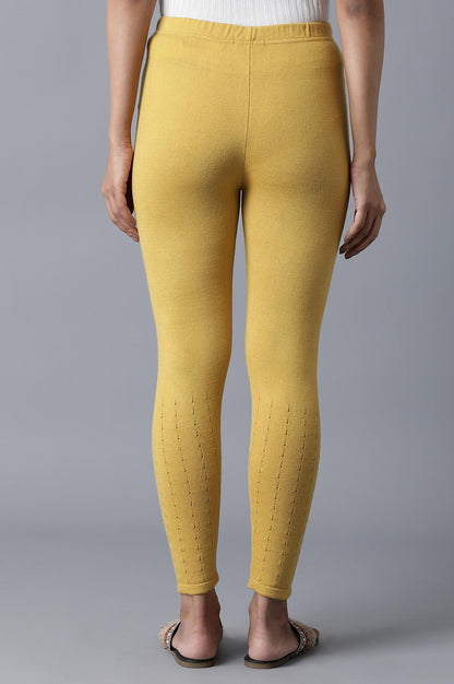 Yellow Pointelle Skinny Knit Tights with Elasticated Waist