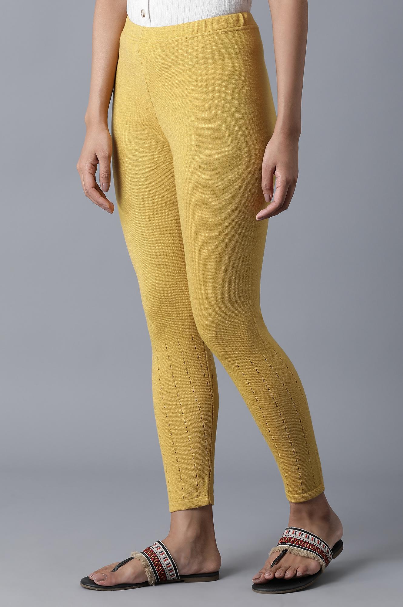 Yellow Pointelle Skinny Knit Tights with Elasticated Waist