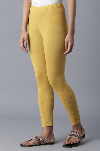 Yellow Pointelle Skinny Knit Tights with Elasticated Waist