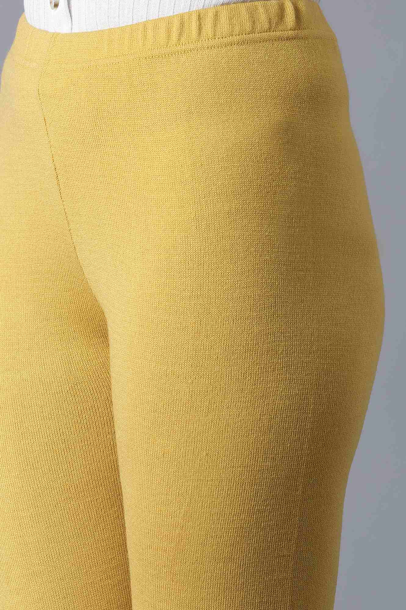 Yellow Pointelle Skinny Knit Tights with Elasticated Waist