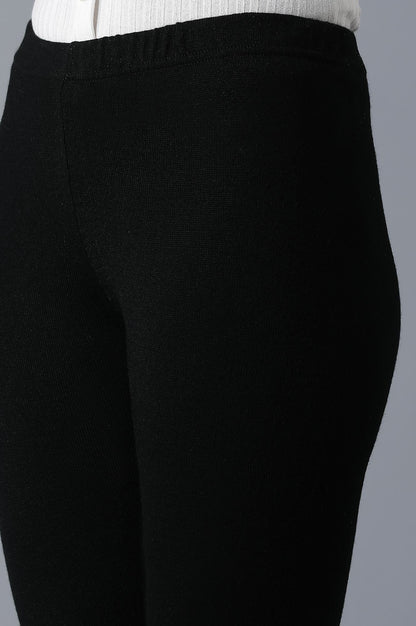 Black Pointelle Skinny Fit Tights With Elasticated Waist
