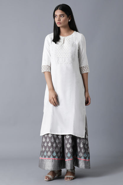 Grey Floral Printed Flared Woven Skirt With Elasticated Waist