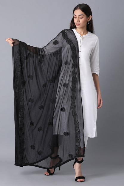 Black Embroidered Dupatta