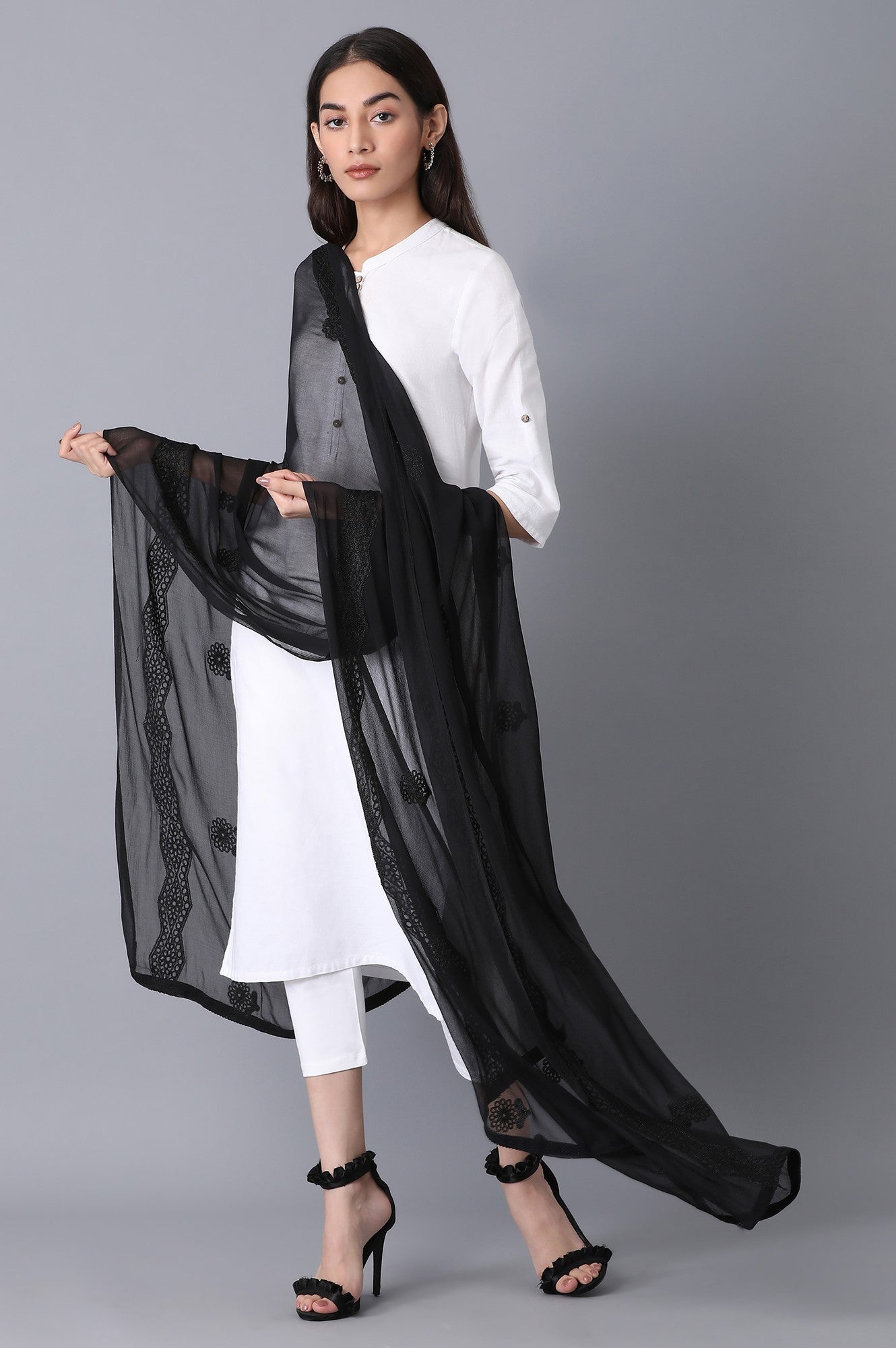 Black Embroidered Dupatta