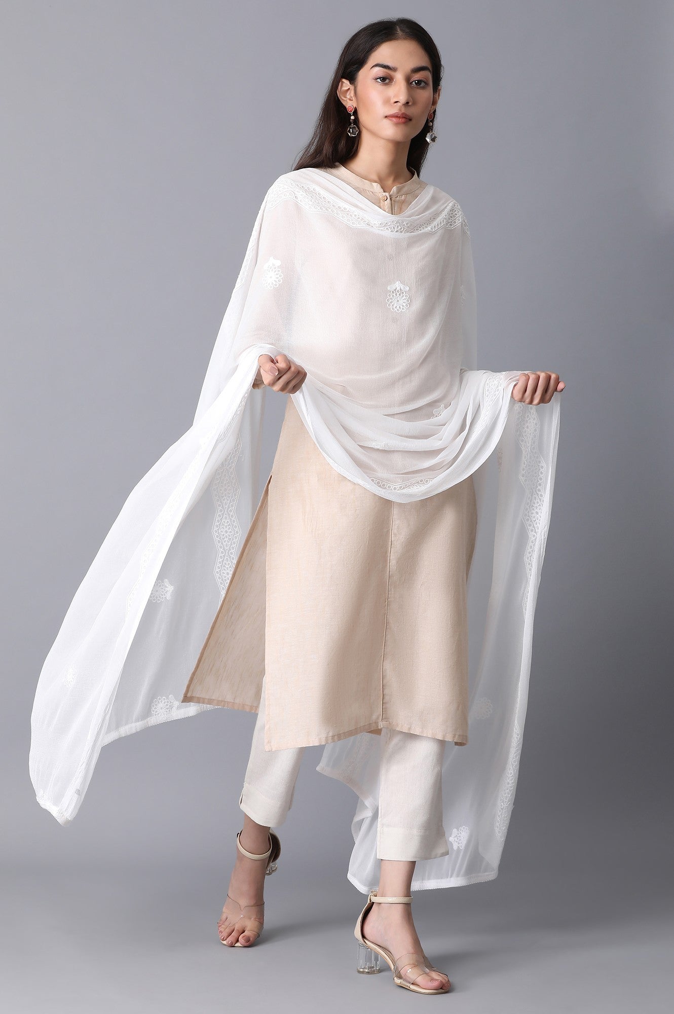 White Embroidered Dupatta