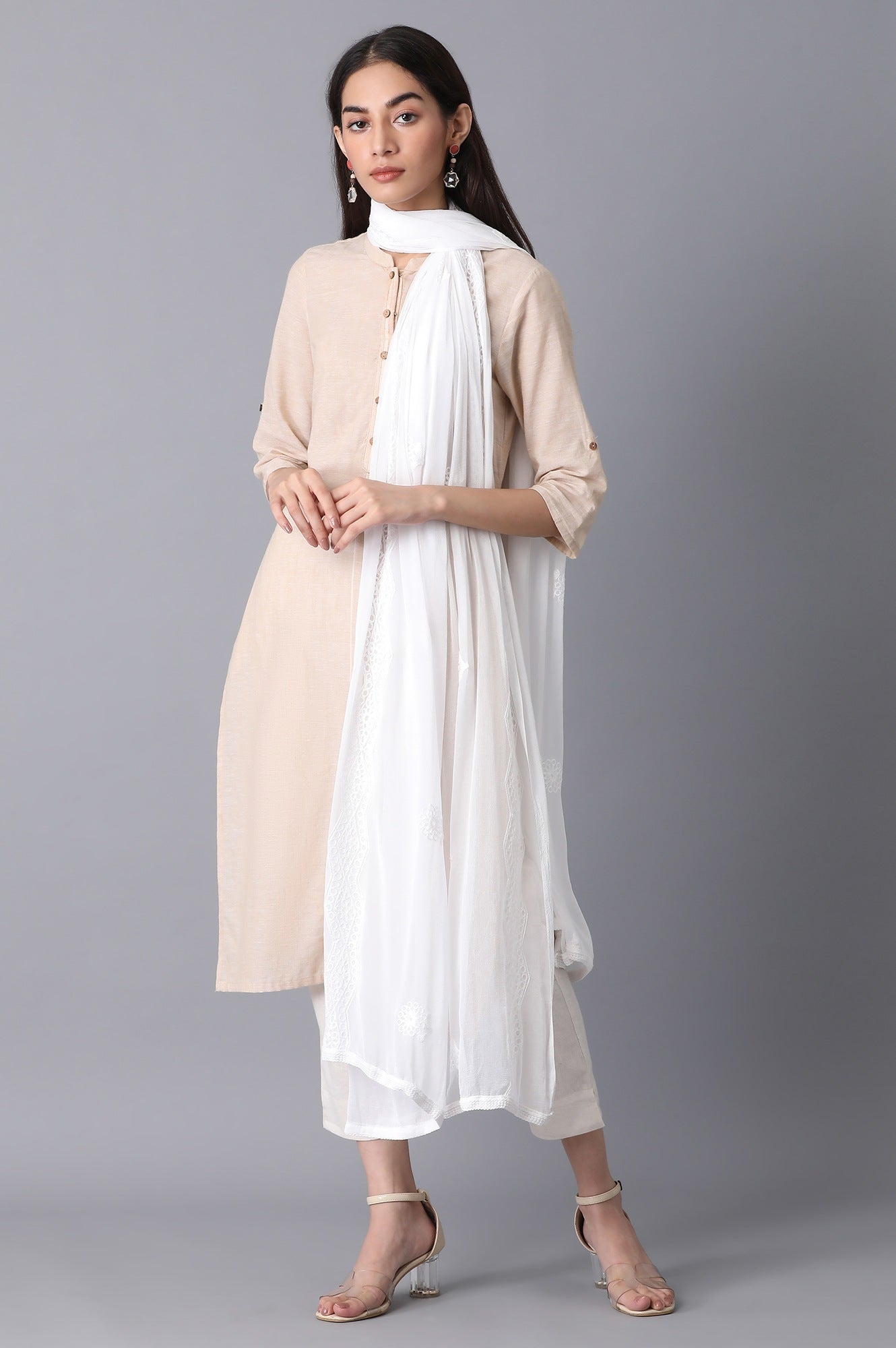 White Embroidered Dupatta