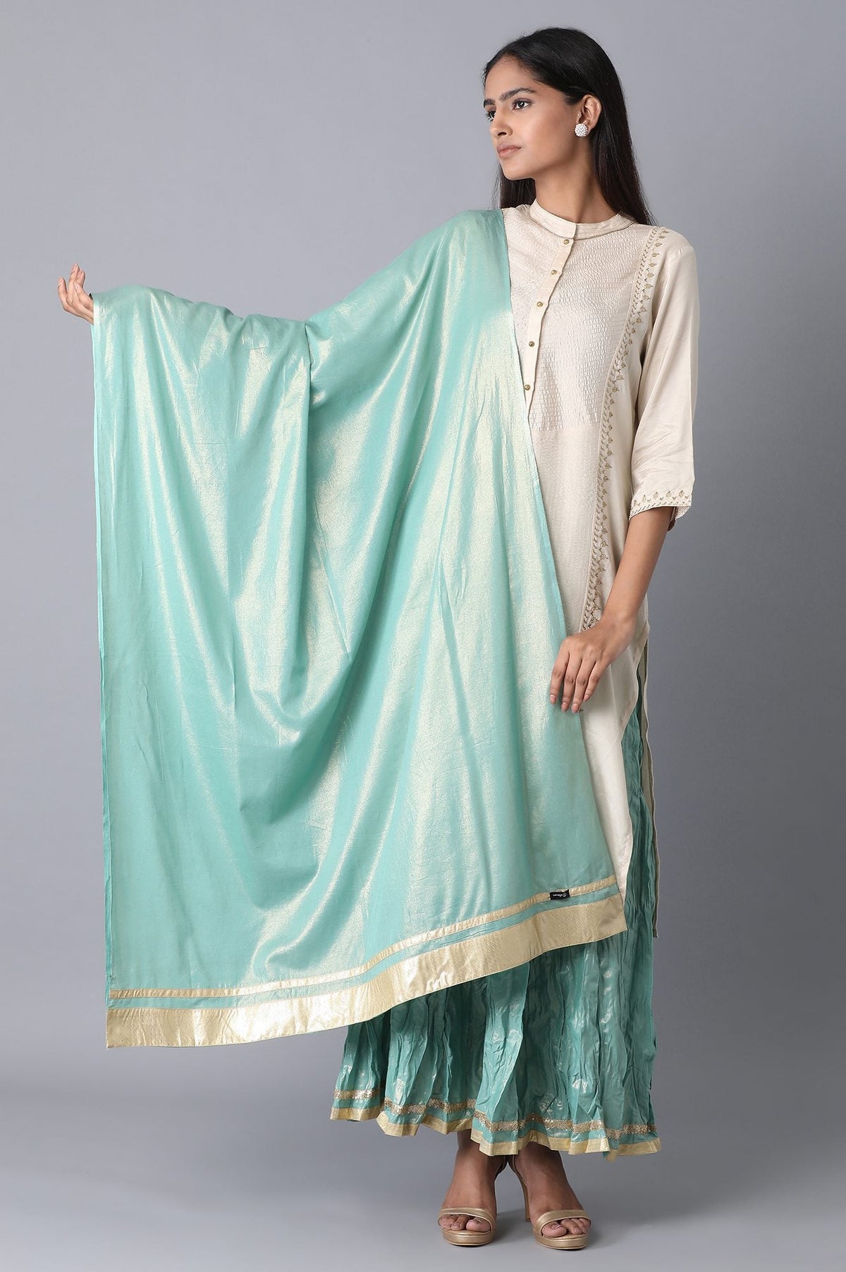 Elleven Women's Blue Voile Dupatta - FS