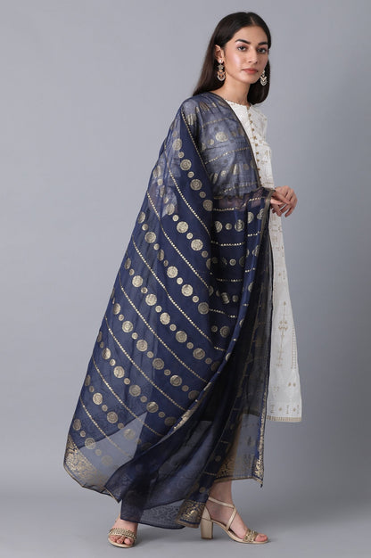 Navy Printed Dupatta