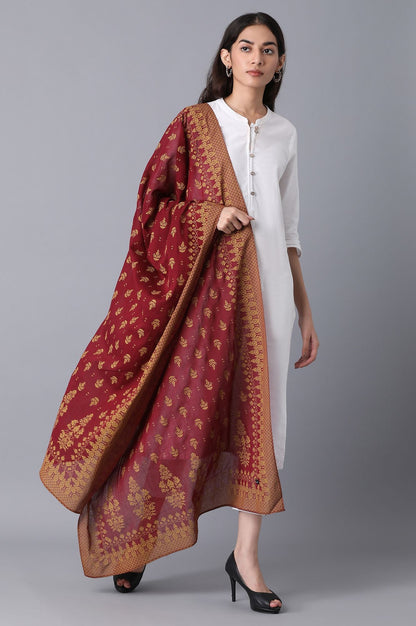 Deep Maroon Printed Dupatta