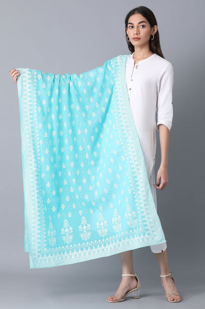 Blue Printed Dupatta