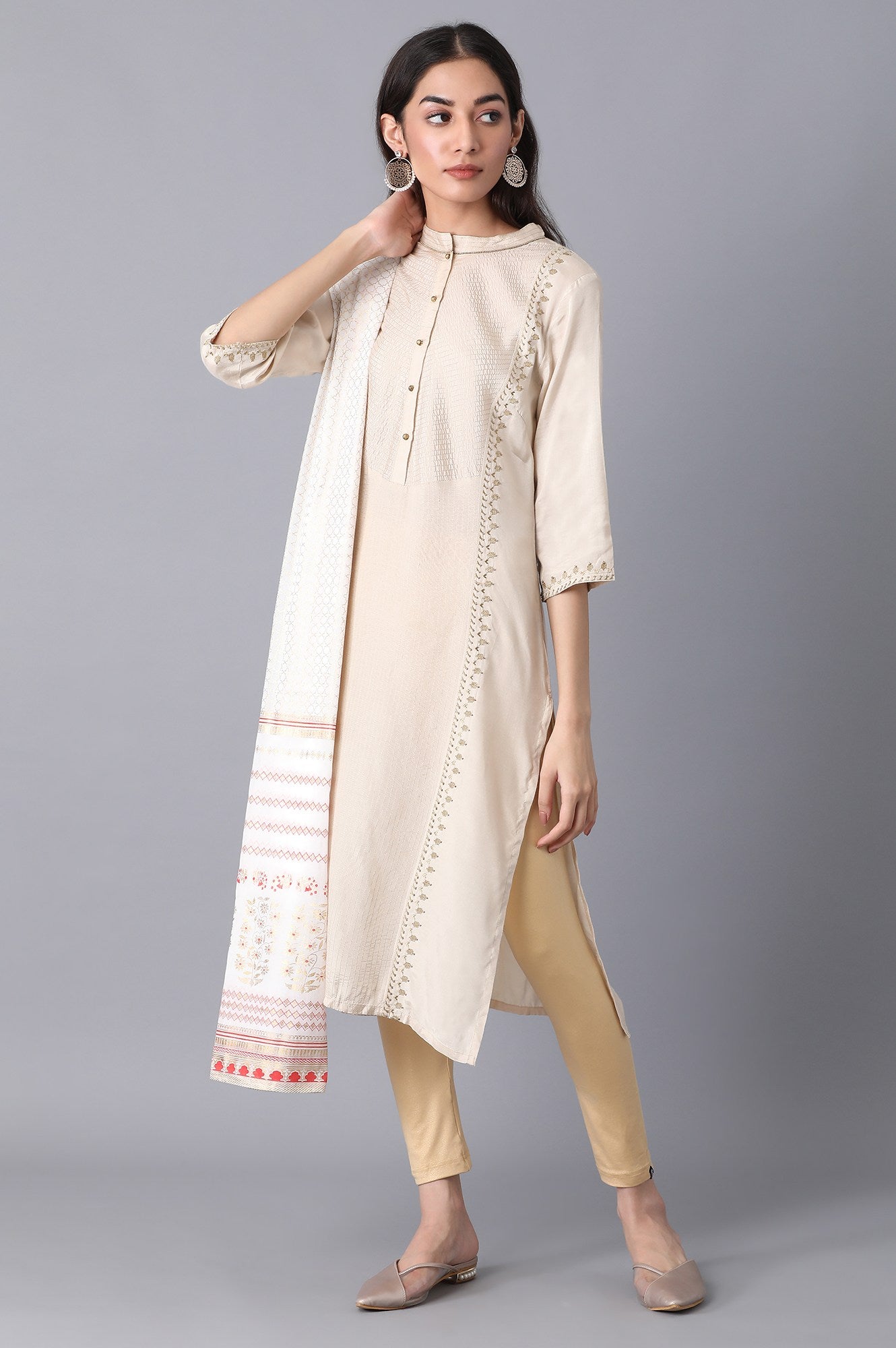 Off White Printed Dupatta