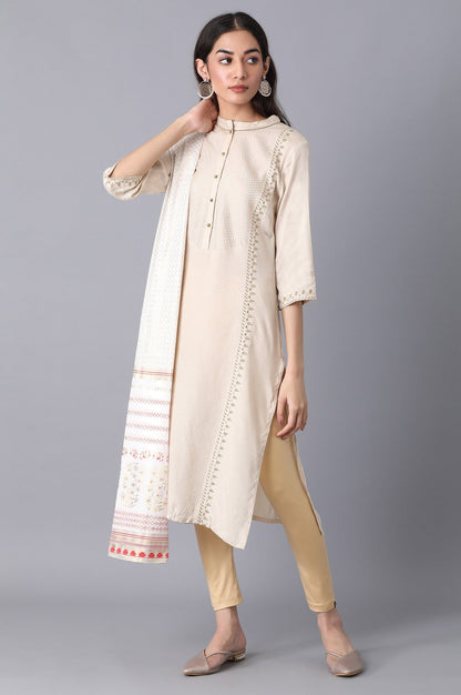 Off White Printed Dupatta