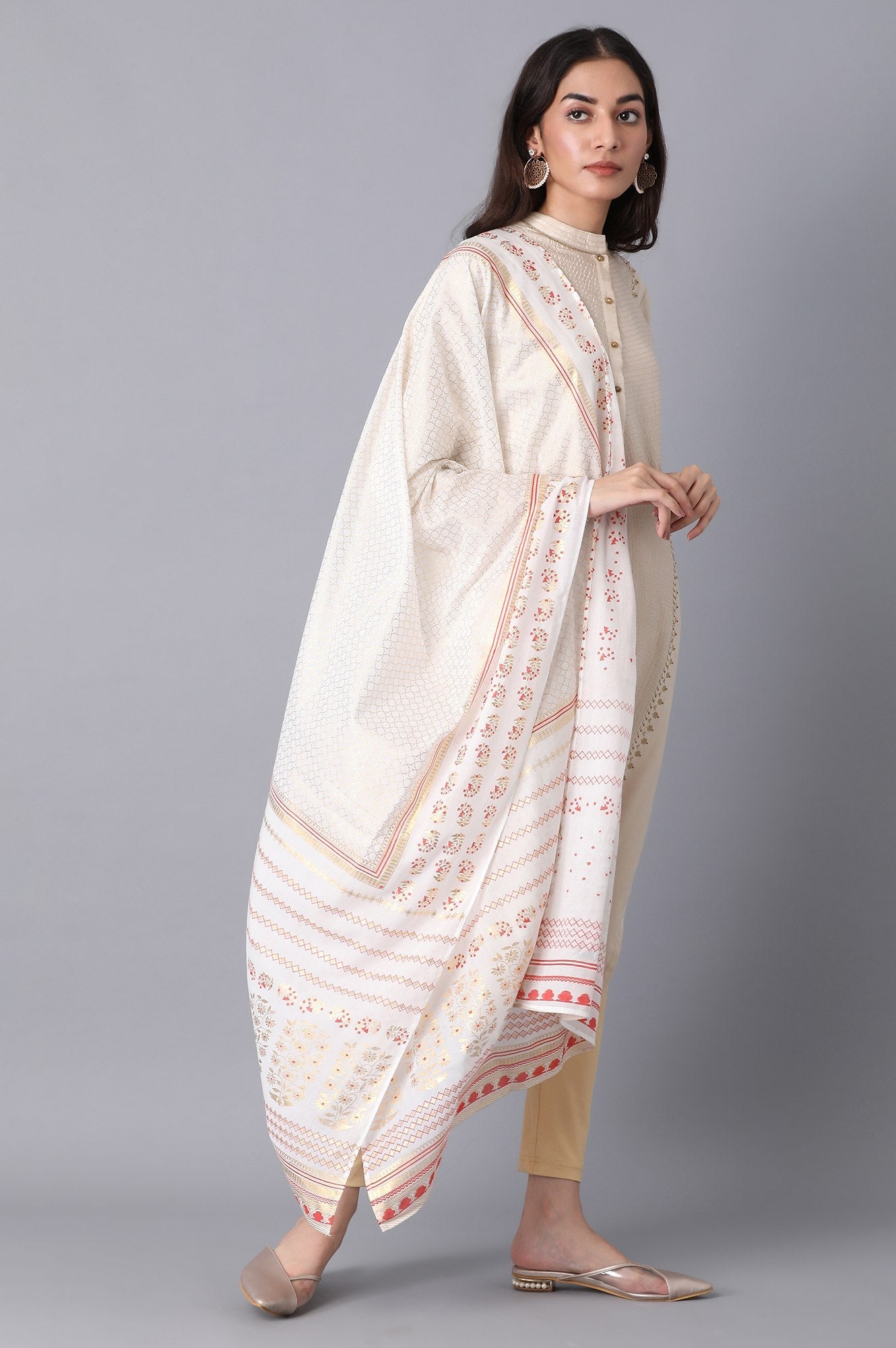 Off White Printed Dupatta