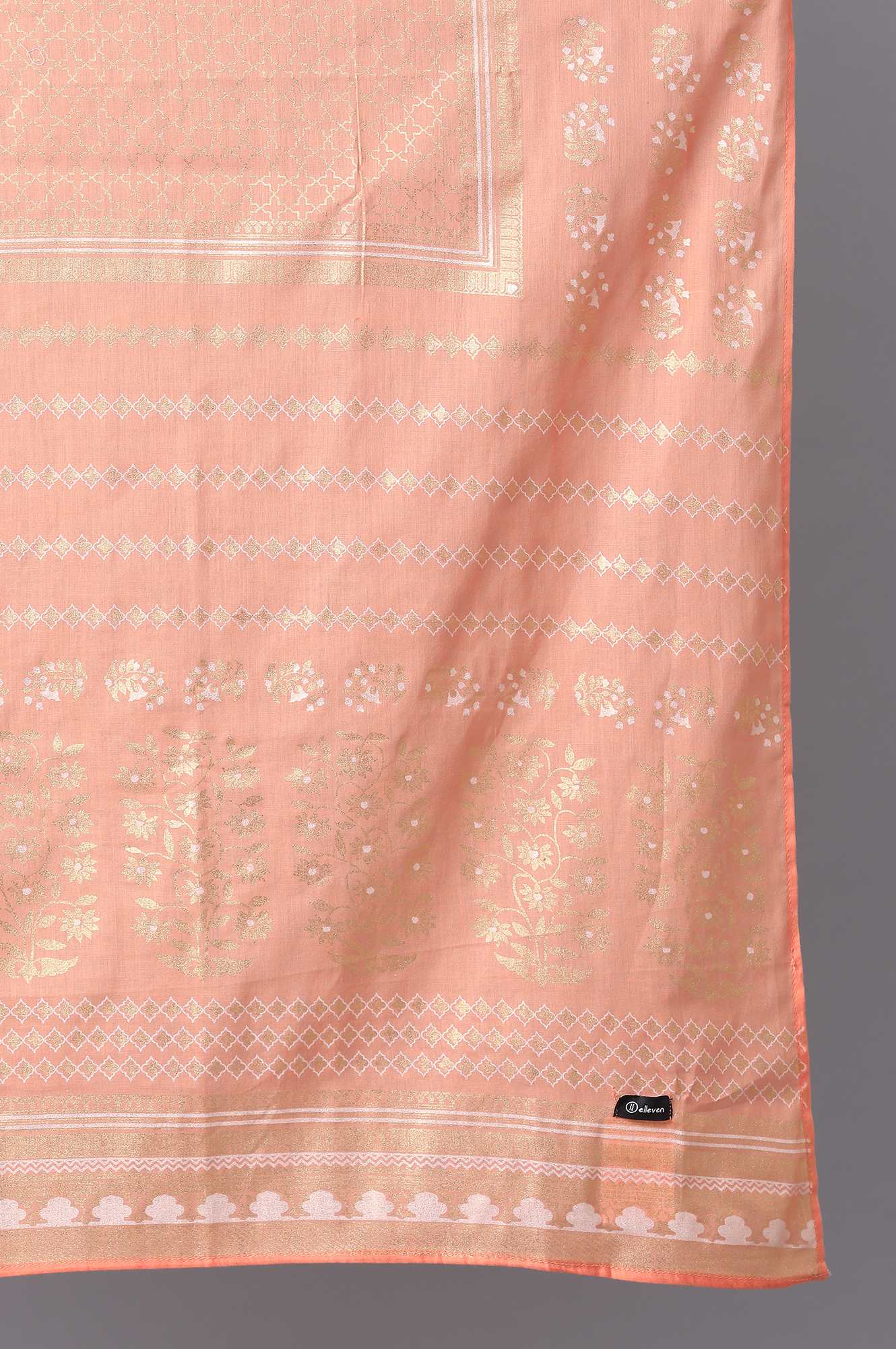 Peach Voile Printed Dupatta