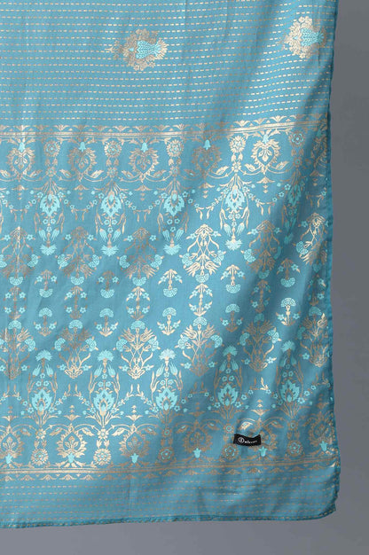 Blue Voile Printed Dupatta