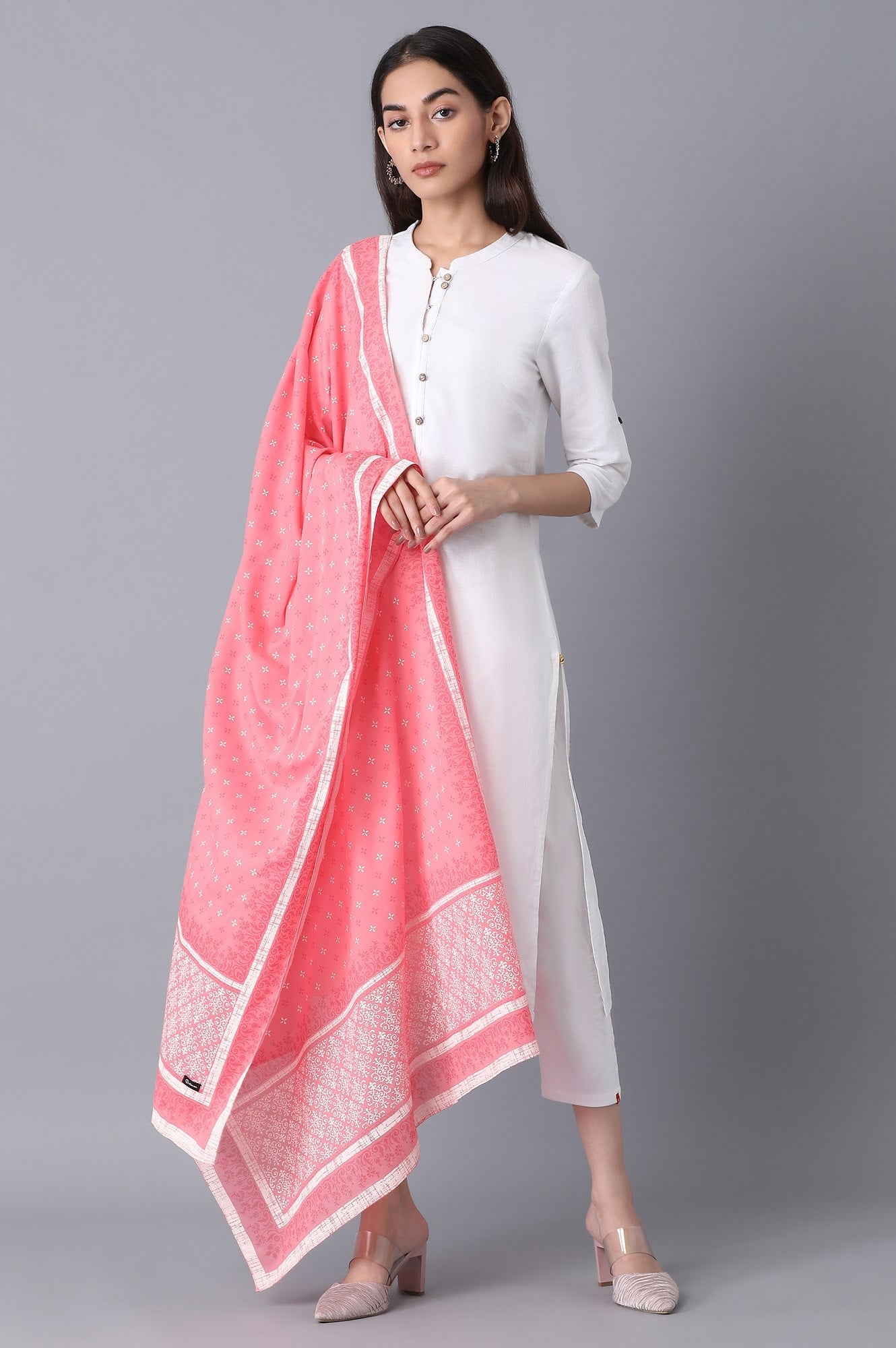 Light Pink Voile Printed Dupatta