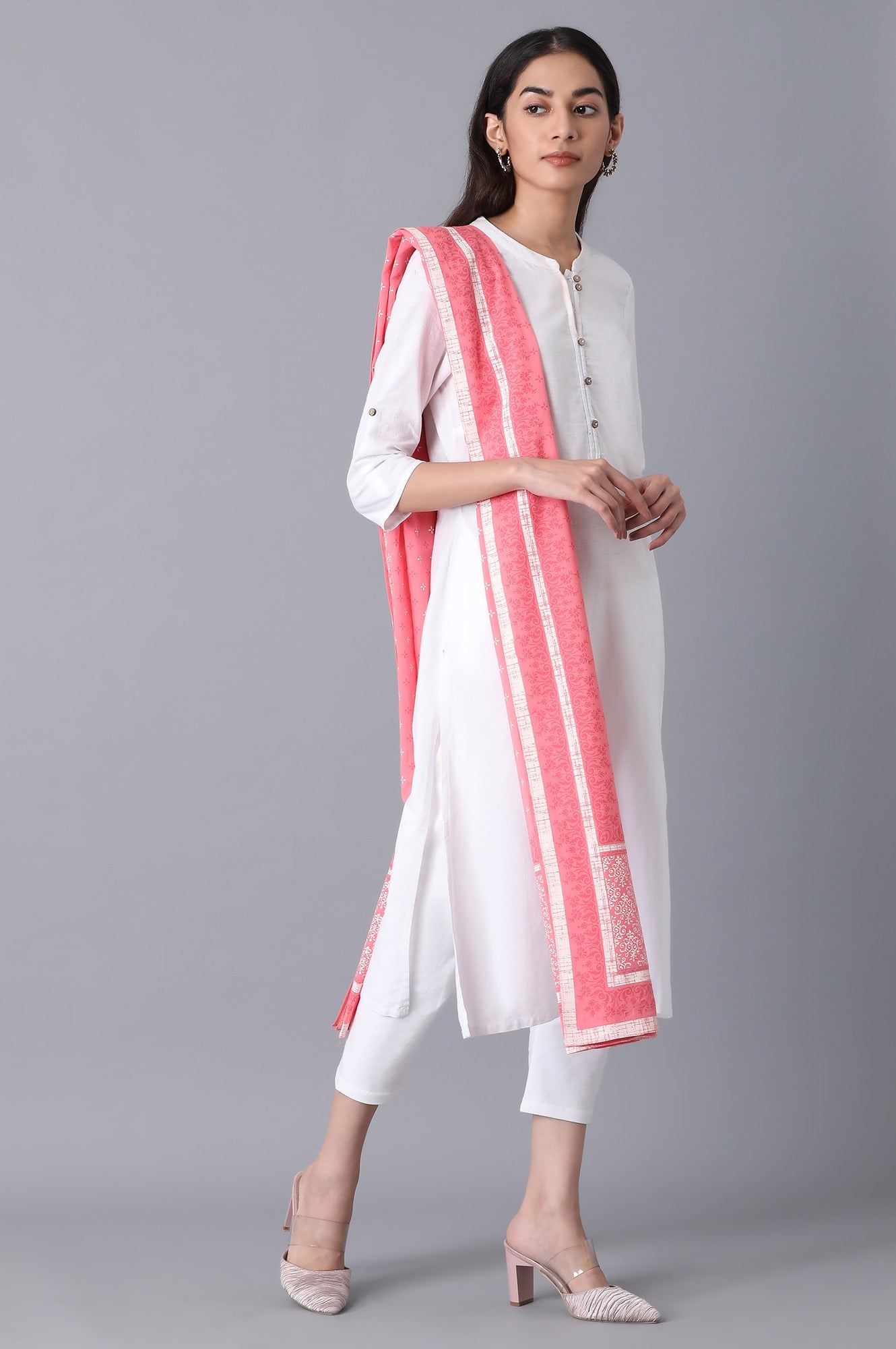 Light Pink Voile Printed Dupatta