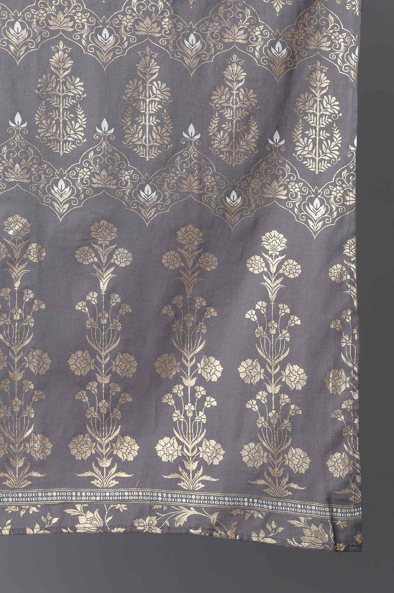 Grey Voile Printed Dupatta